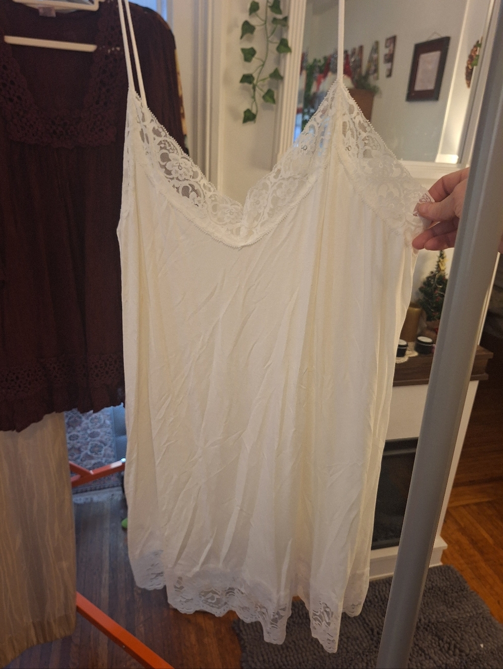 Spaghetti Strap Lace Trim Tank Top